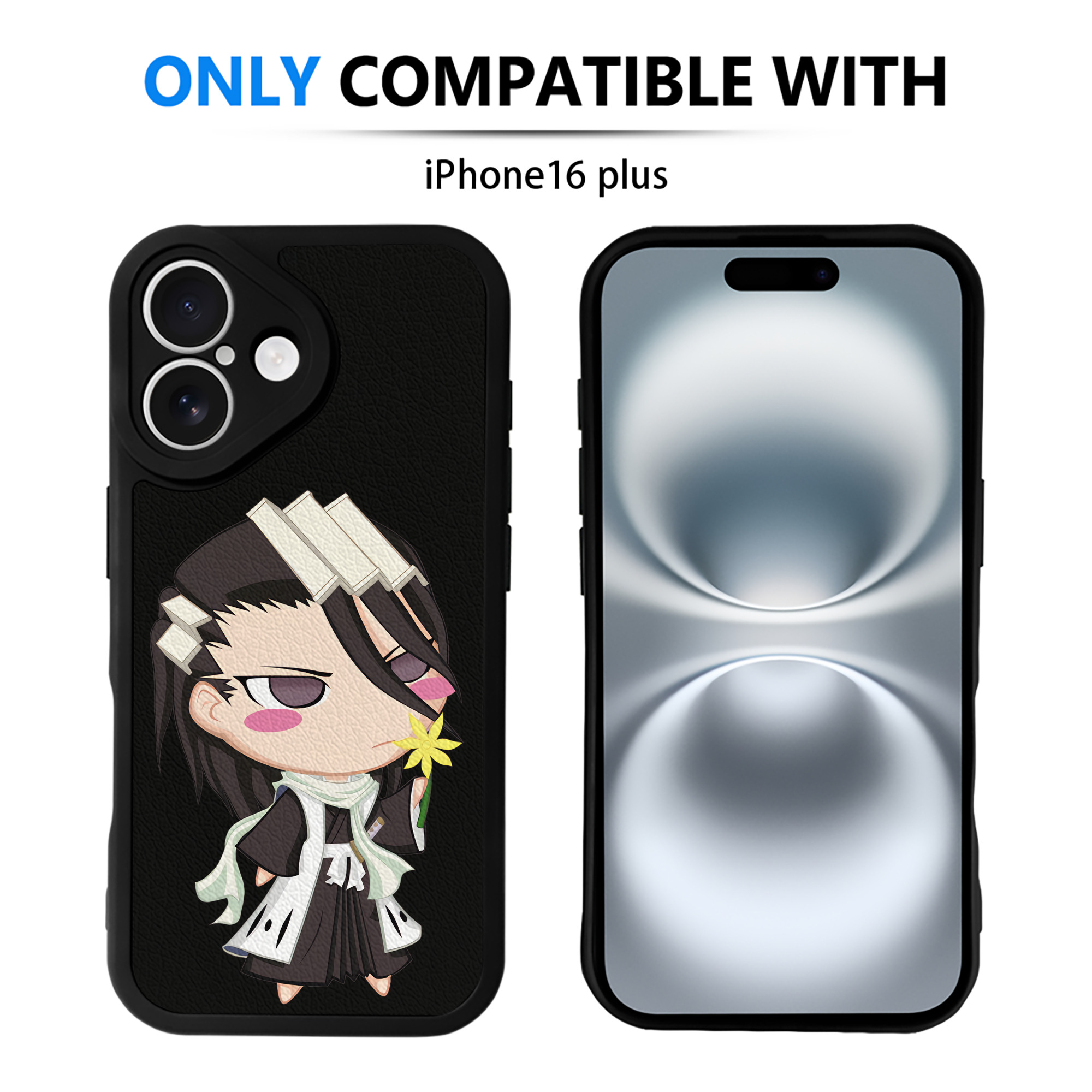 （画像用） ブリーチ くちき びゃくや BLEACH Kuchiki Byakuya 【iPhone 16シリーズ対応】シリコンスマホケース（レザー調） 材質：シリコン